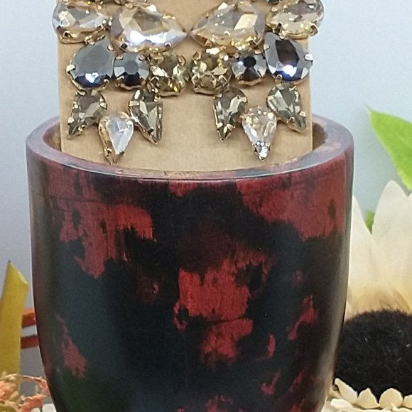 Fashion Earring Multilayer Crystal Studded /  Beautiful Champagne Color - Picture 3 of 5